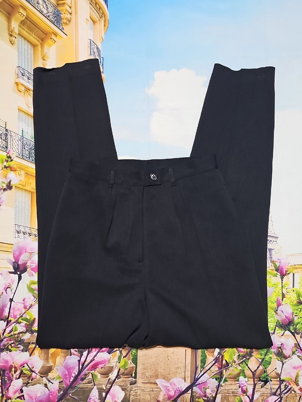 August Silk Black High Waist Silk Dress Trousers Pants Size Medium